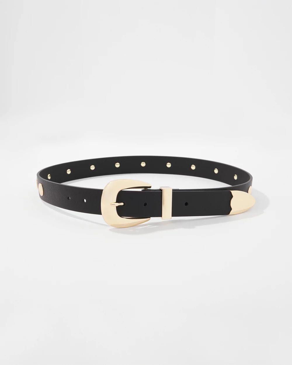 Gold Studded Denim Belt | White House Black Market